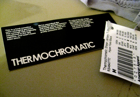 American Apparel Thermochromatic Tag